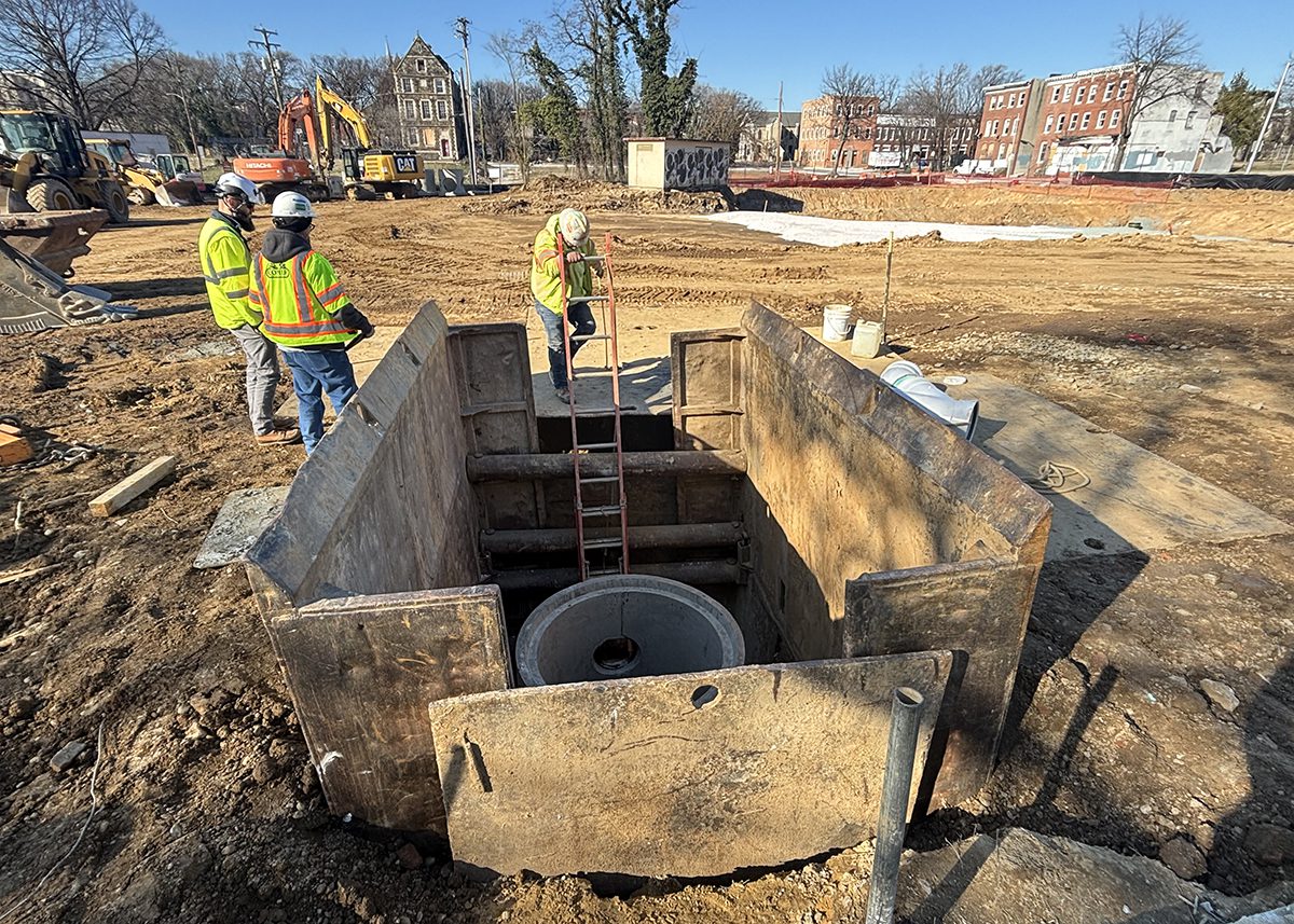 Underground utility installation for Baltimore City recreation project