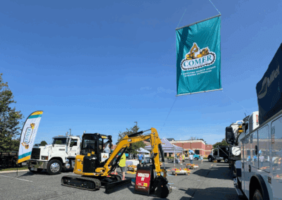 Comer Construction vehicles at a local touch-a-truck event