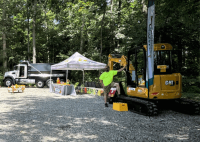 Comer Construction vehicles at a local touch-a-truck event